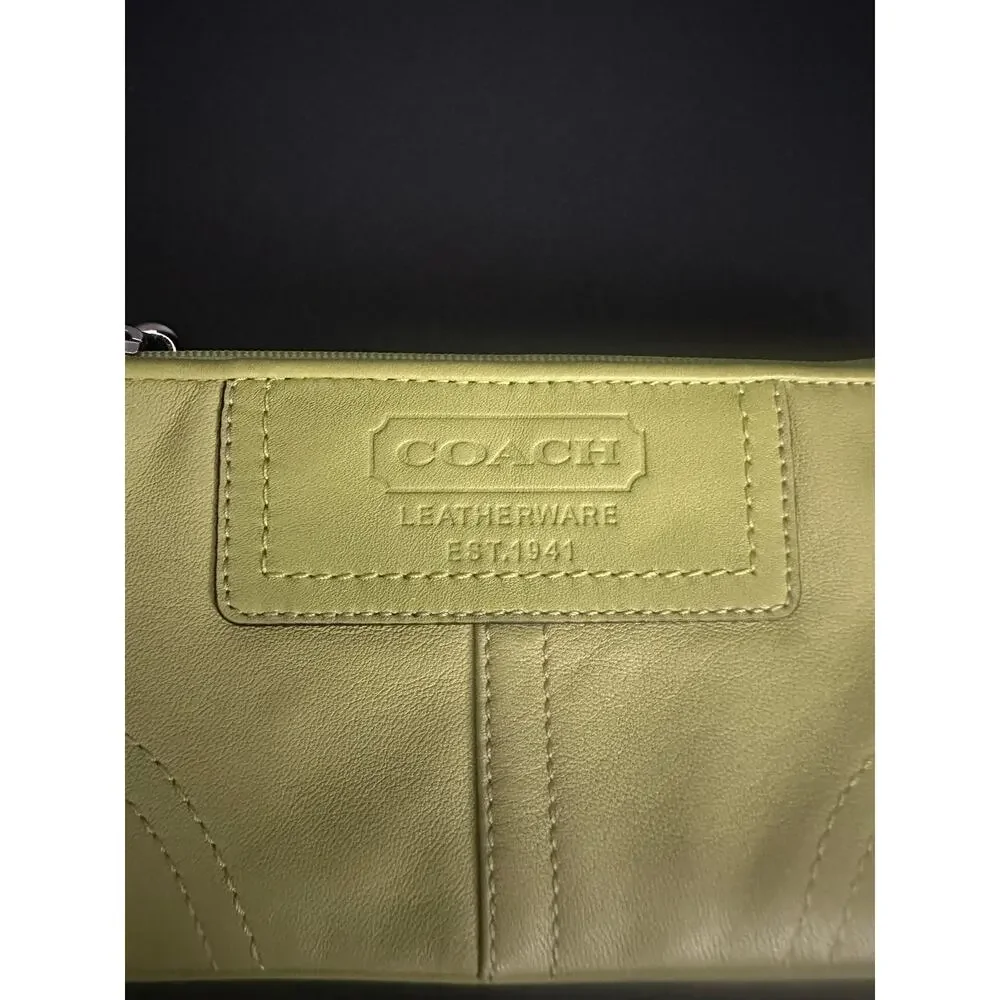Coach Leatherware Est. 1941 Lime Green Leather Wristlet Pouch YKK Silver Hardwar